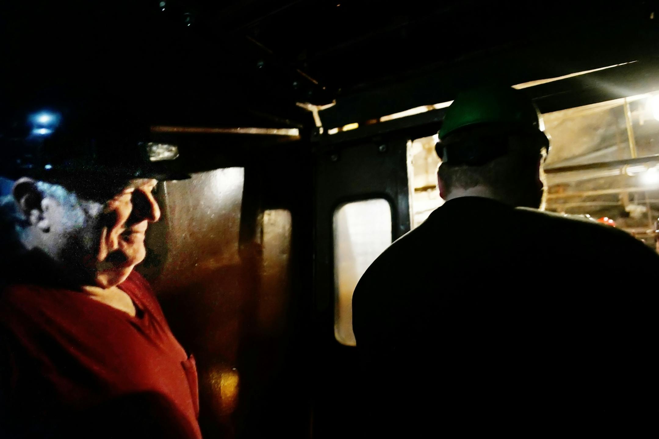 Soudan Underground Laboratory manager Meier takes the half-mile down trip to his work place.