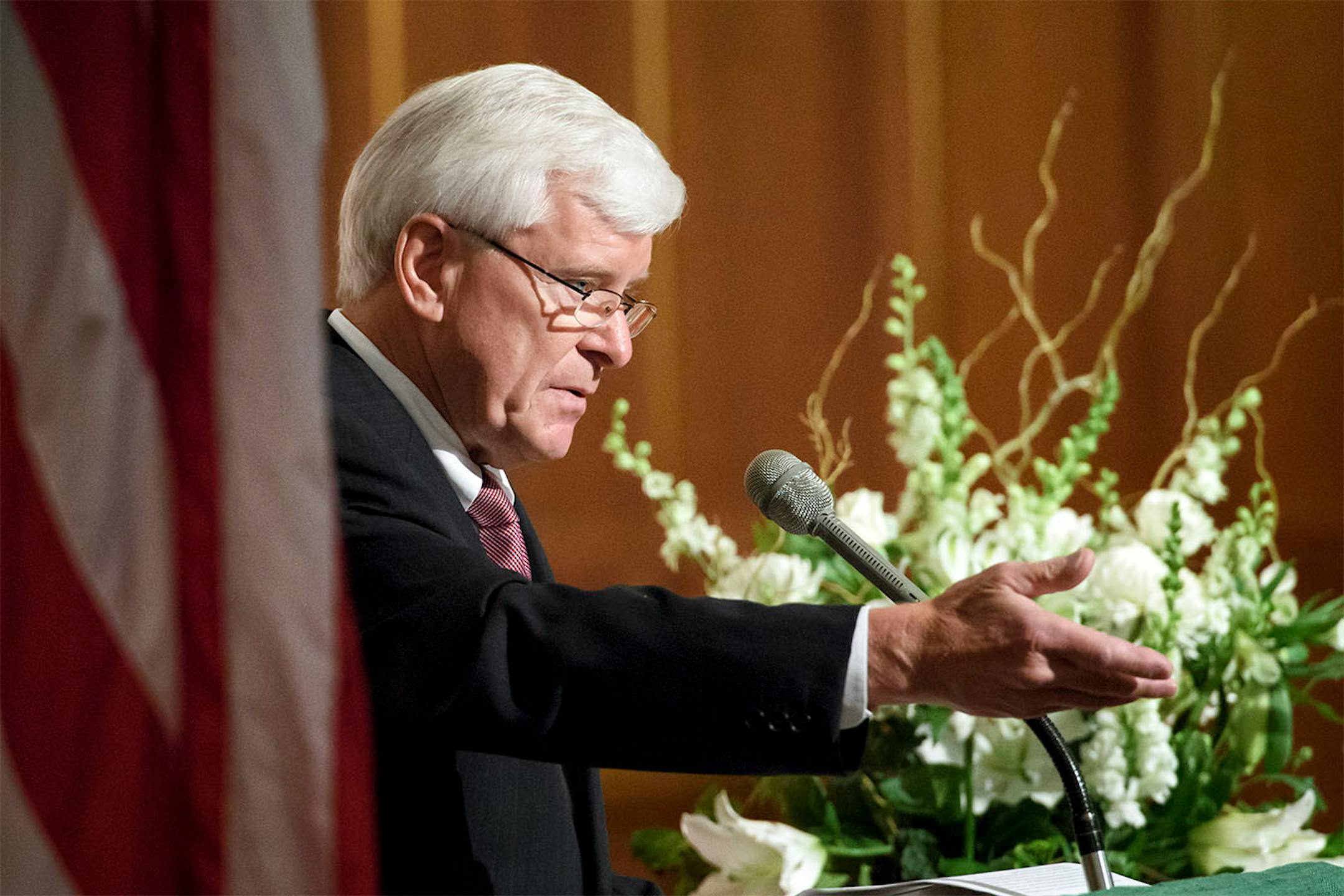 Former Senate Majority Leader Roger Moe talked about friend, former Gov. Wendell Anderson's funeral, Monday at Mount Olivet Lutheran Church, Minneapolis.