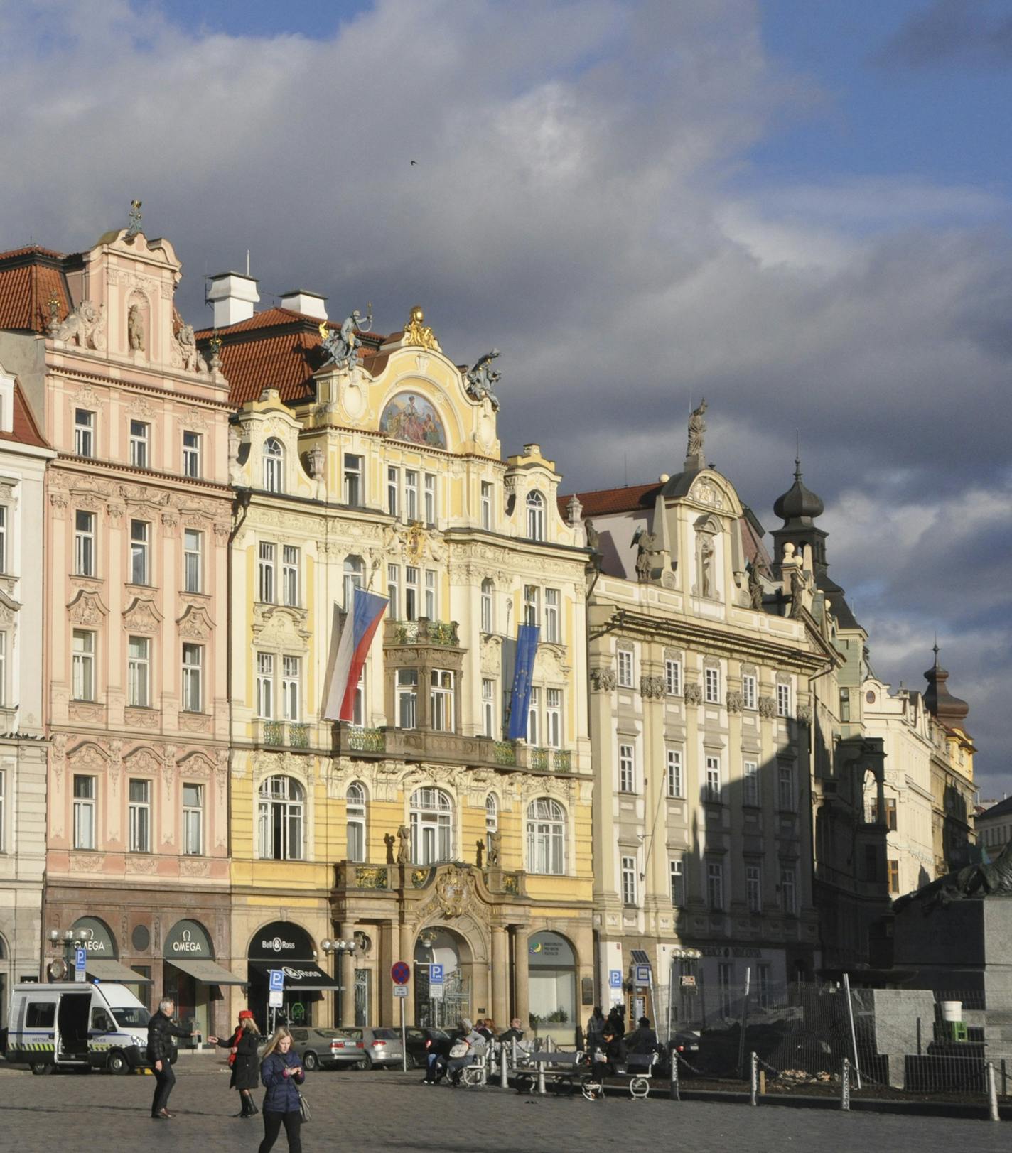 A view near Old Town Square in Prague on a late winter day.