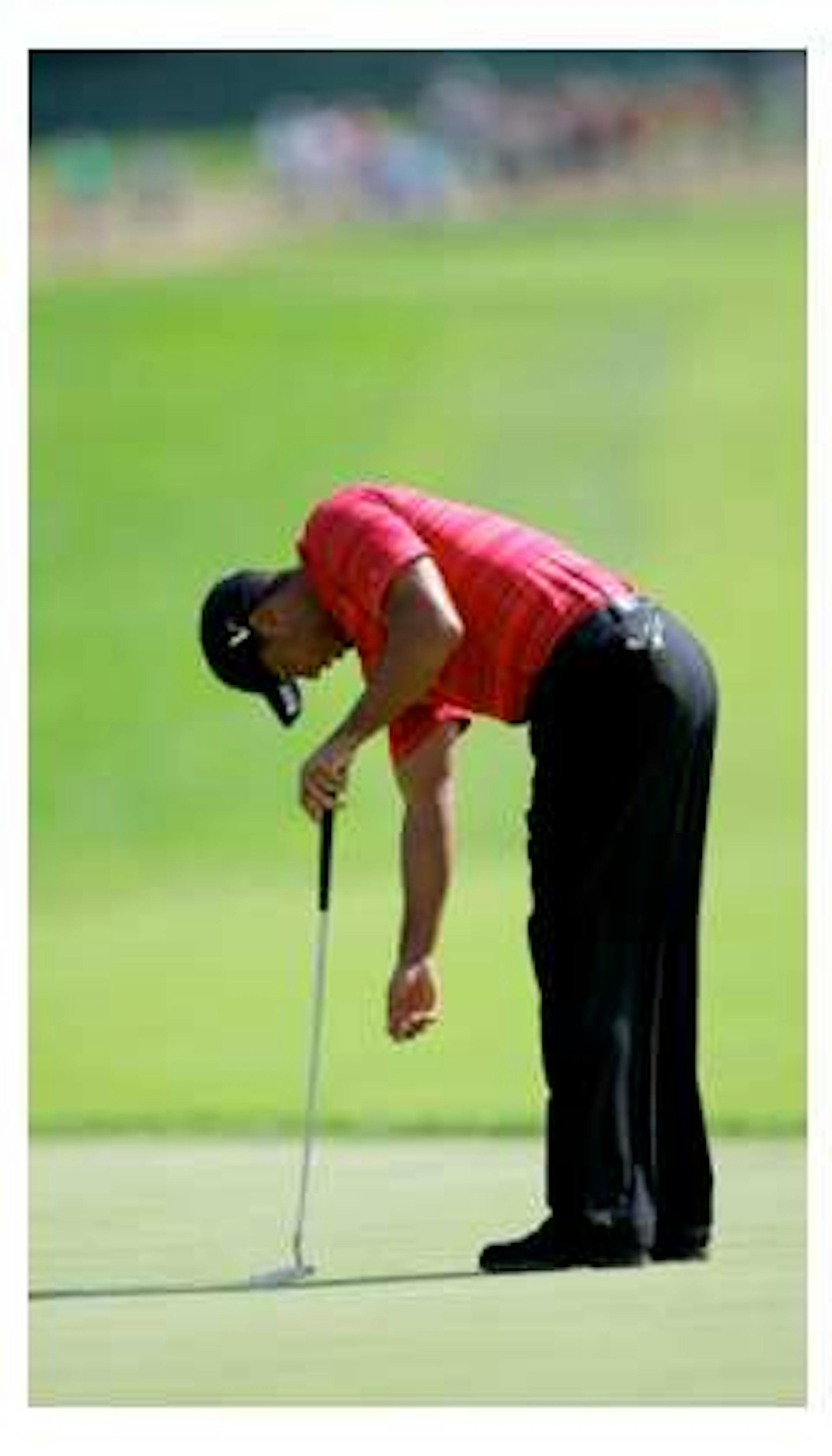 Tiger, leaning over (AP Photo)