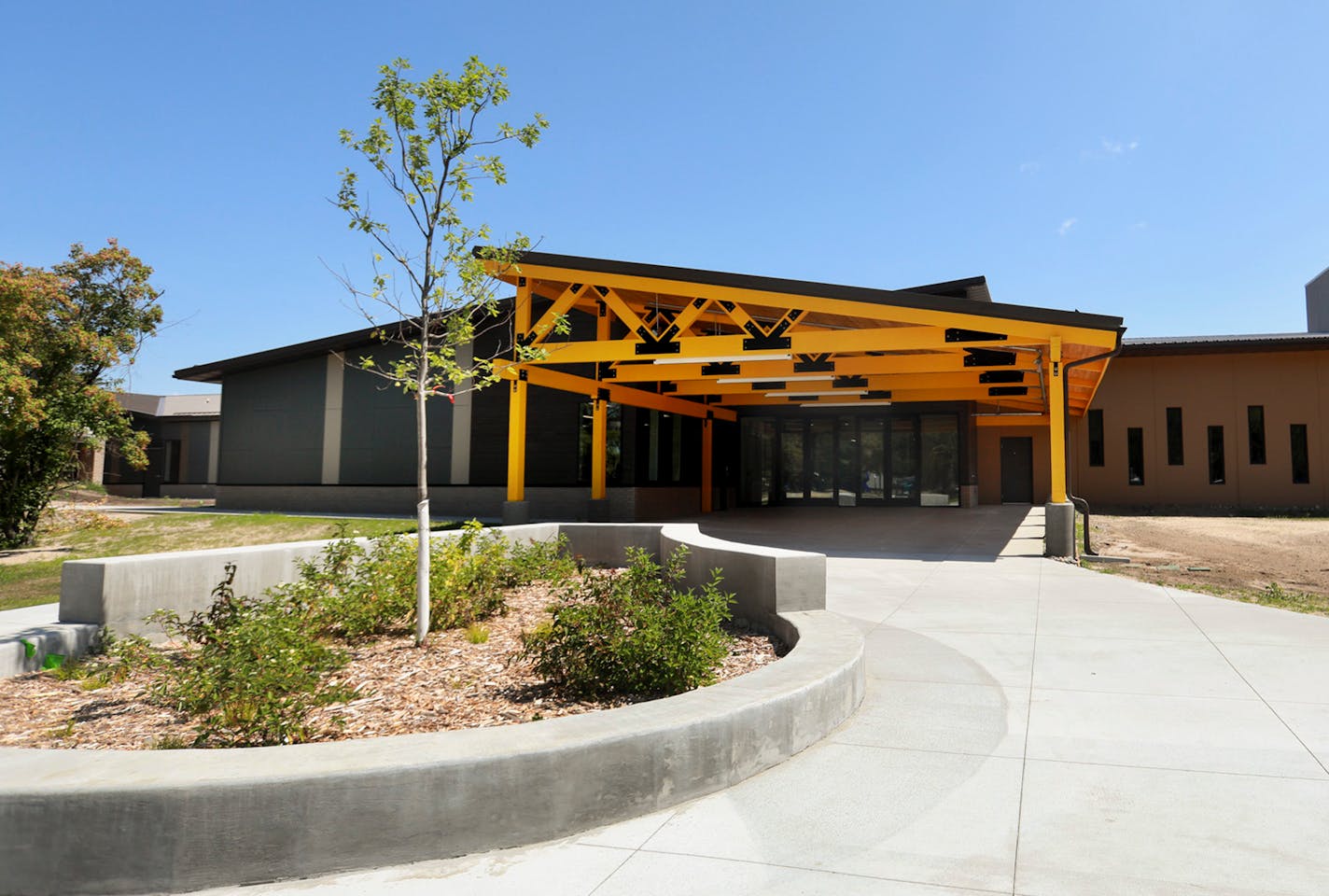 The exterior of the new Bug-O-Nay-Ge- Shig School in Bena, Minn.