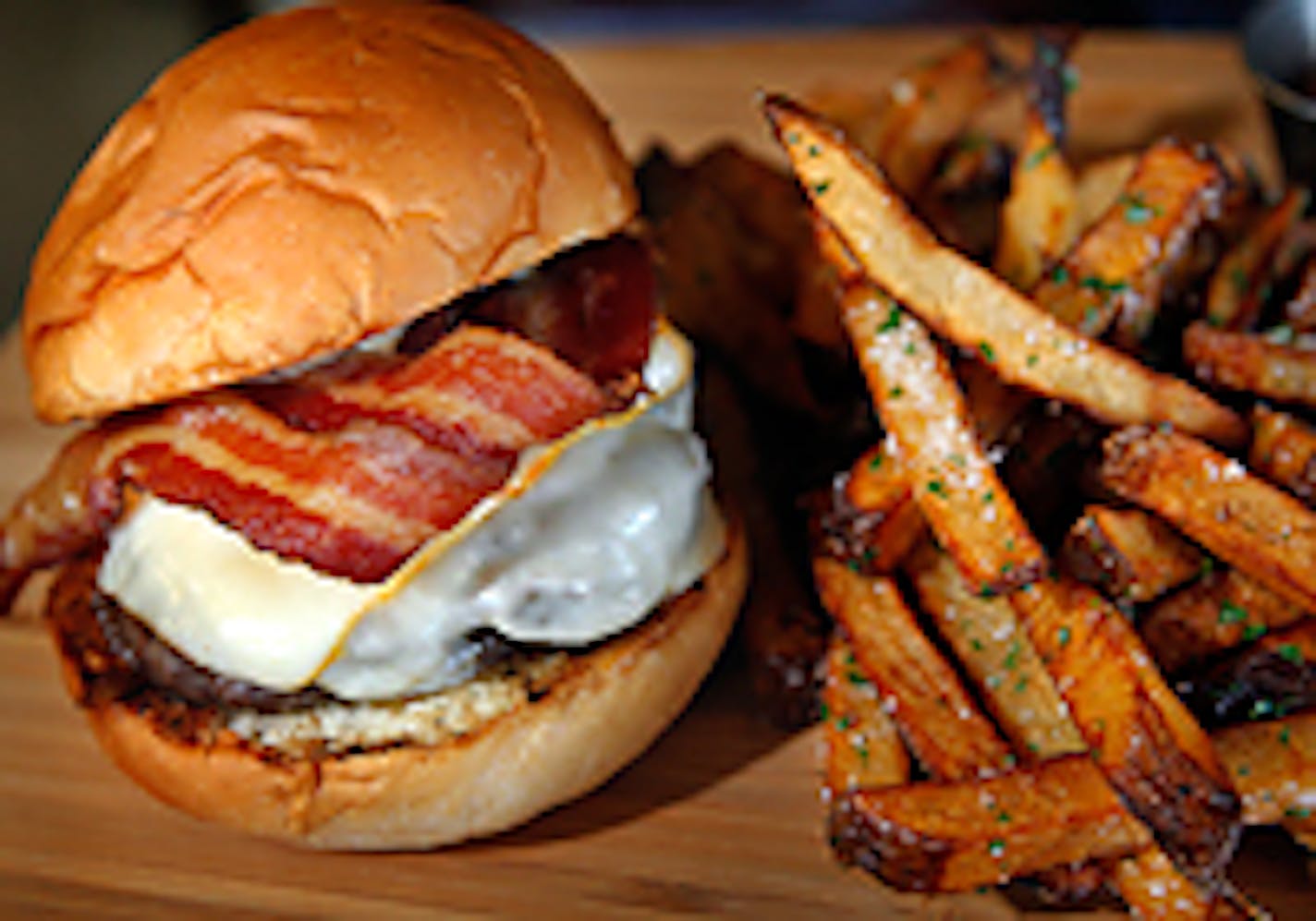 Butter Burger and home fries at Travail