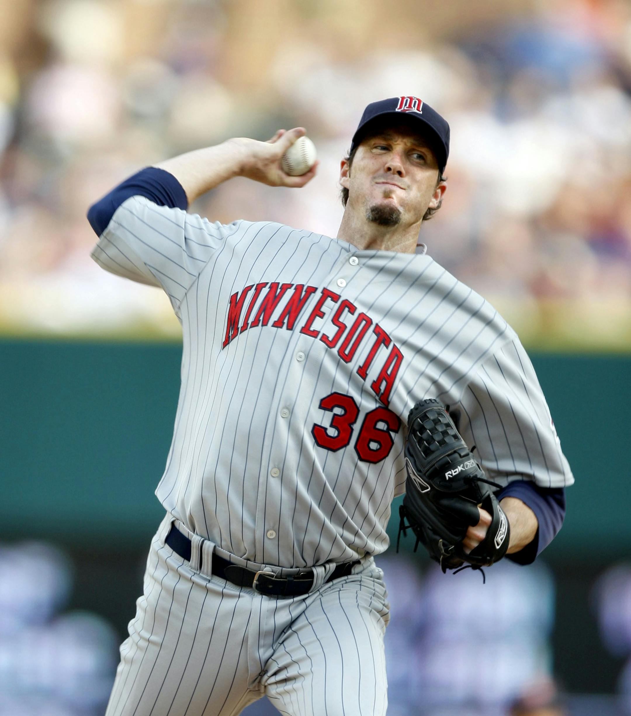 Minnesota Twins closer Joe Nathan pitches in the ninth inning against the Detroit Tigers. The Twins defeated the Tigers 6-5, at Comerica Park in Detroit, Michigan, on Saturday, July 12, 2008.
