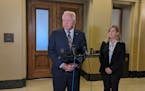 Gov. Tim Walz and Speaker Melissa Hortman talked to reporters late Thursday.