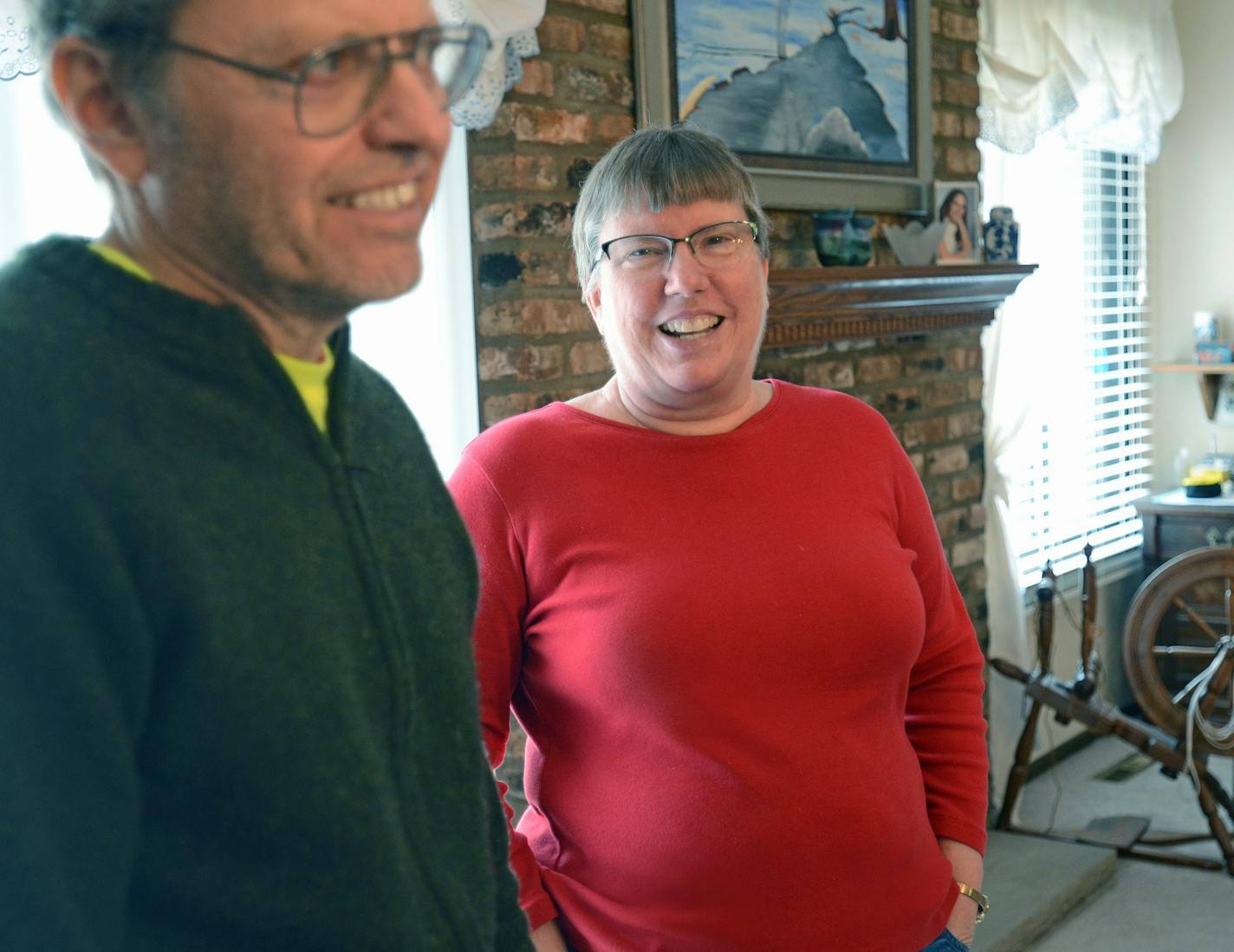 (Left to right) Jim Clemens, who suffers from Parkinson's disease, Crohn's disease and ulcerative colitis, is cared for by his wife, Meg Clemens. Meg Clemens is 61 years old and Jim Clemens is 65 years old and they live in Plymouth. ] Joey McLeister, Special to the Star Tribune, Plymouth,MN March26,2016.