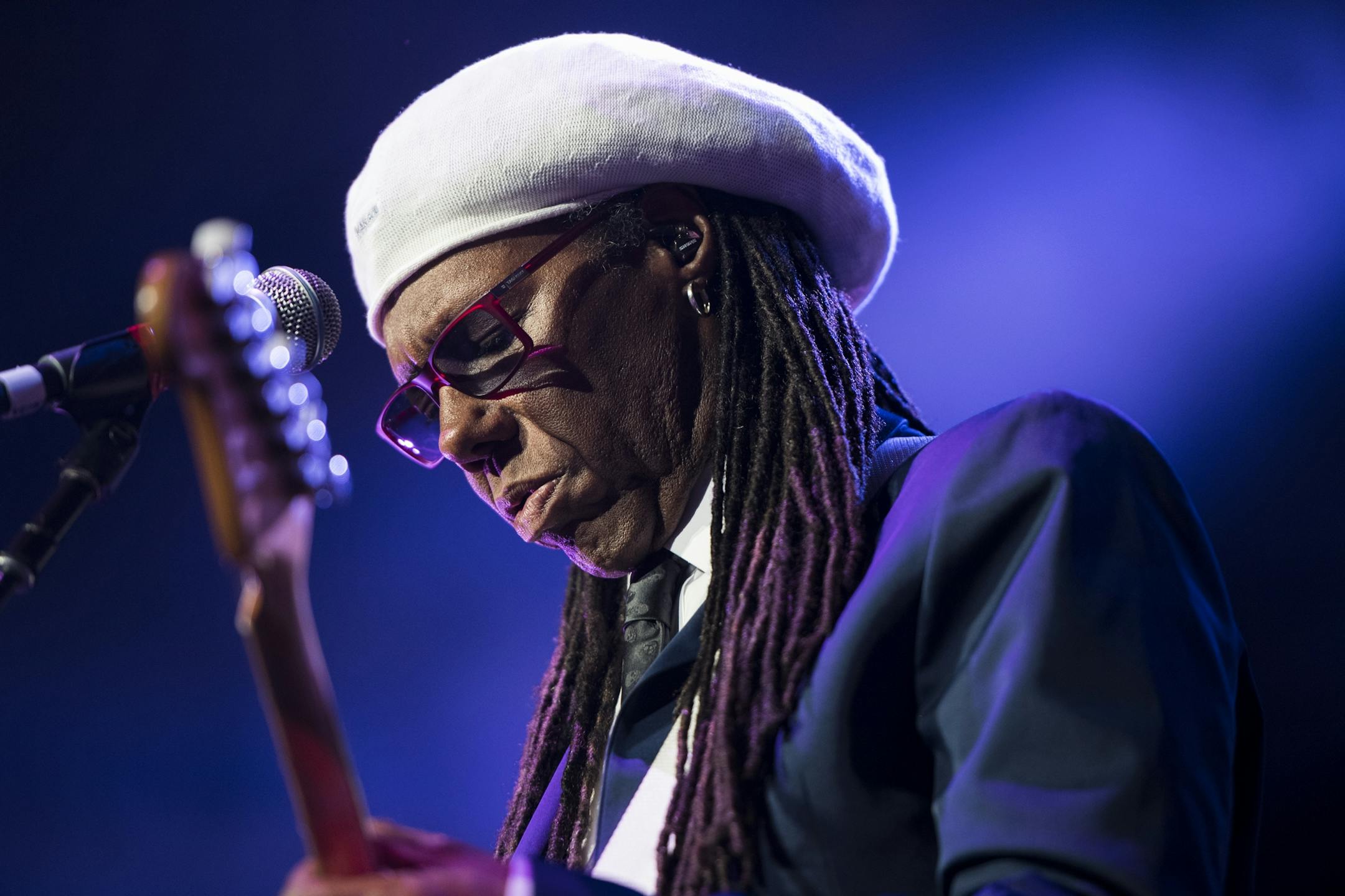 Nile Rodgers of Chic performed at the Xcel Energy Center on Saturday night.