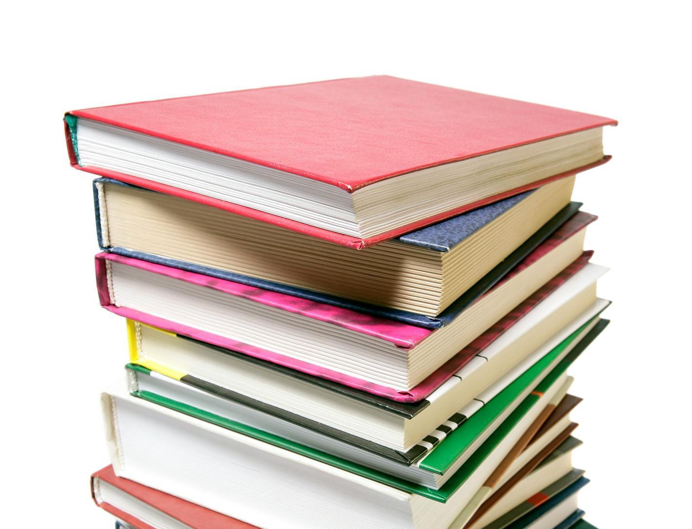 Pile of books isolated on white.