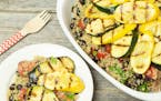 Robin Asbell, Special to the Star Tribune
Marinated Grilled Zucchini and Yellow Squash Over Quinoa Salad