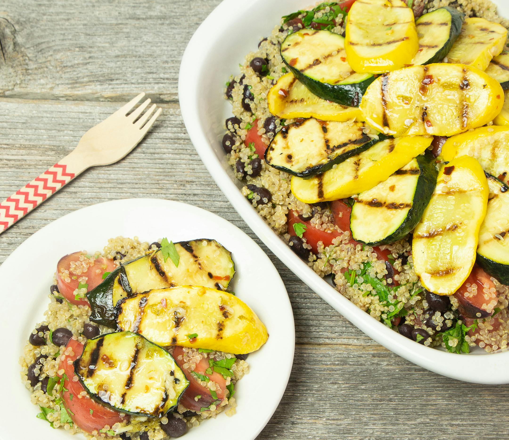 Robin Asbell, Special to the Star Tribune
Marinated Grilled Zucchini and Yellow Squash Over Quinoa Salad