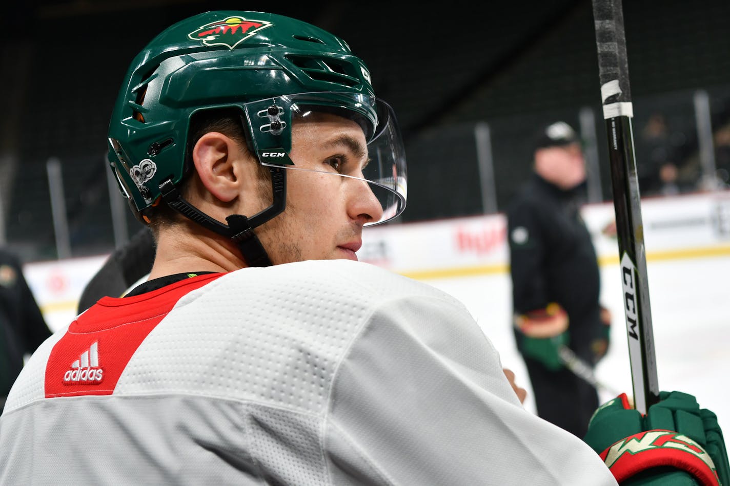 Zach Parise was back at practice Friday, skating with the Wild during his recovery from back surgery. ] GLEN STUBBE &#xef; glen.stubbe@startribune.com Friday, December 15, 2017