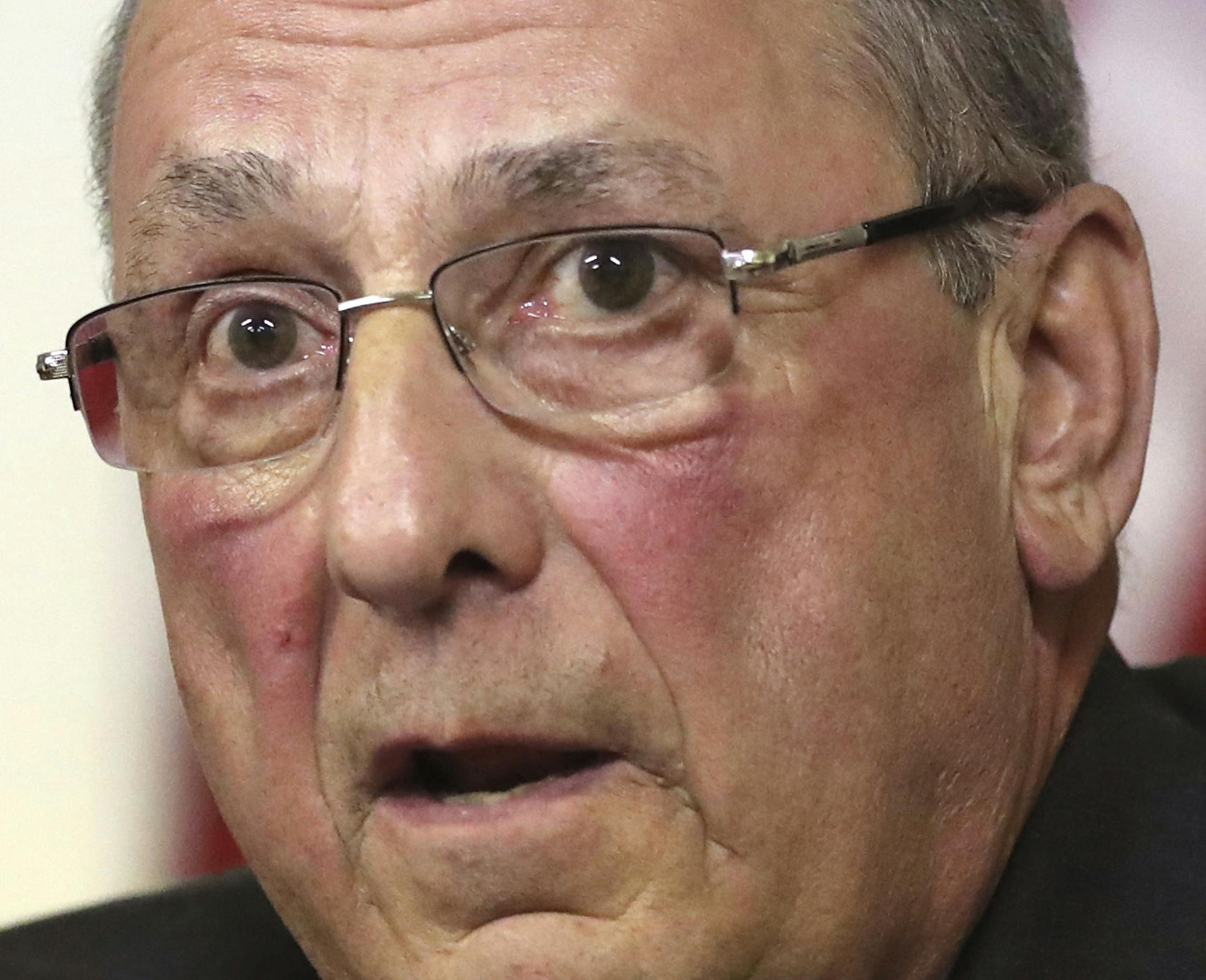 FILE-In this March 8, 2017 file photo, Maine Gov. Paul LePage speaks at a town hall meeting in Yarmouth, Maine. On Nov. 7, voters in Maine will decide whether to join 31 other states and expand Medicaid under former President Barack Obamaís Affordable Care Act. LePage is steadfastly against against a referendum to expand Medicaid, which he calls big-government welfare. (AP Photo/Robert F. Bukaty, File)