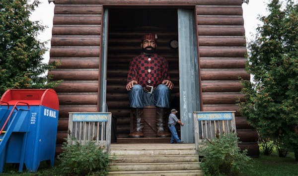 The "World's Largest Animated Talking Bunyan" — 26 feet tall, seated — at Paul Bunyan Land in Brainerd, Minn., Sept. 6, 2016. In this age of hyper