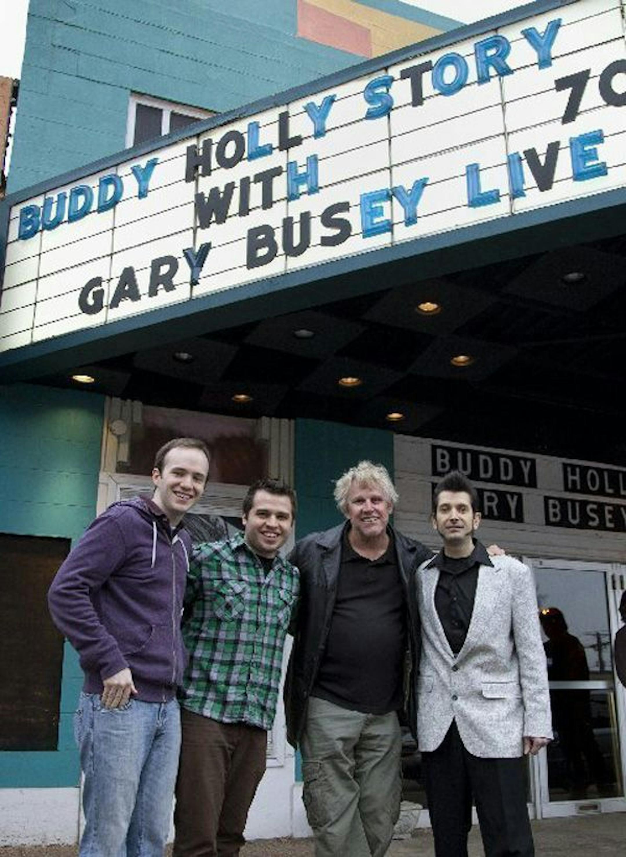Gary Busey (third from left) got backing from McNally Smith College of Music alums Josh Bourdon, Zach Spicer and Brandon Petron.