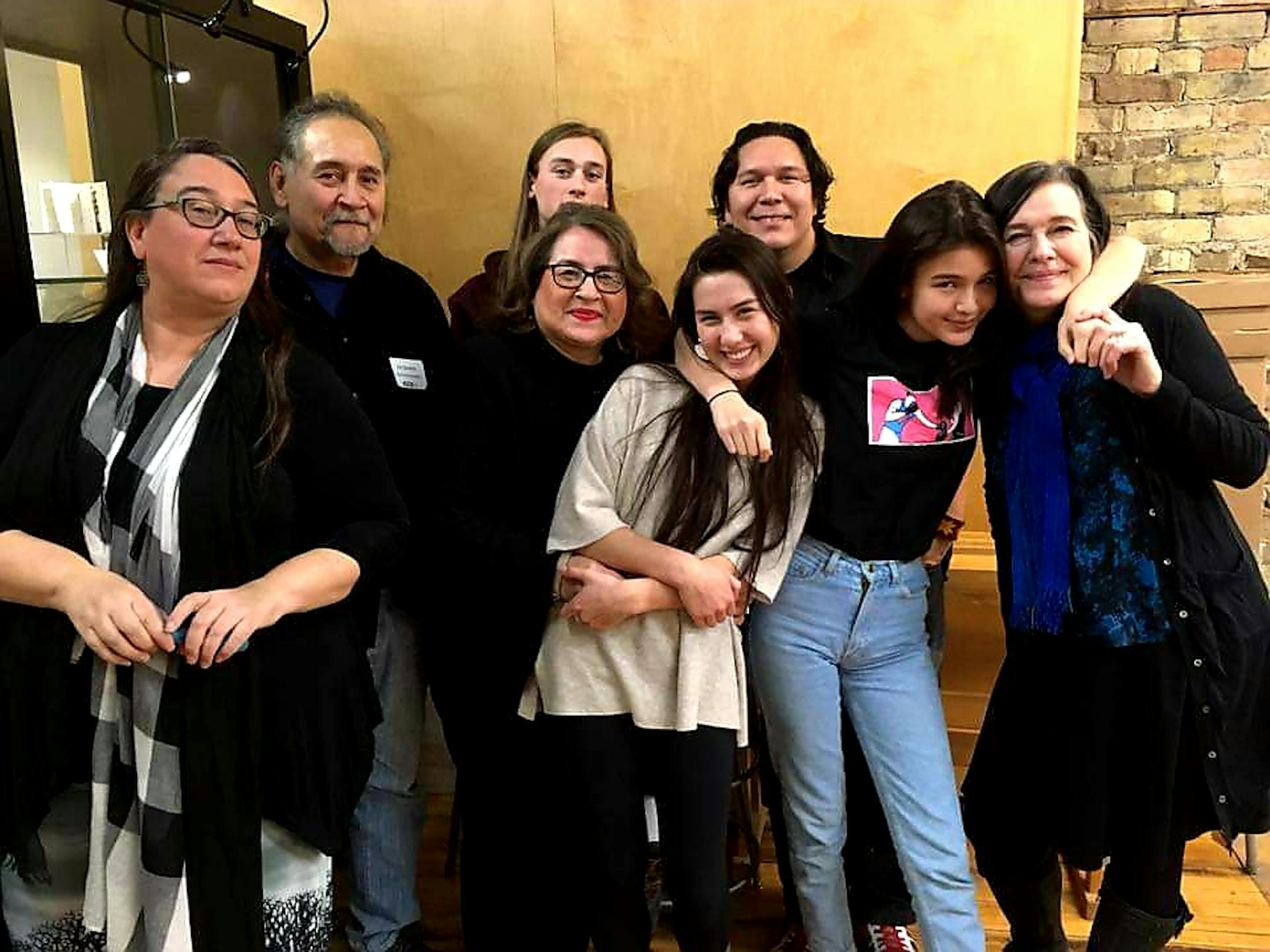 Jim Denomie, second from left, with friends and kin including Heid E. Erdrich, Brenda Child, Jonathan Thunder and Louise Erdrich.