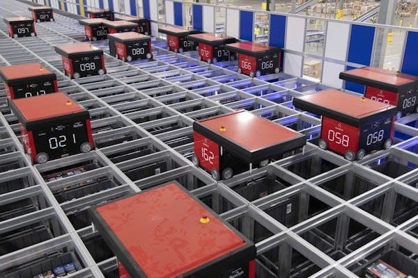 Robots at the Best Buy e-commerce facility in Compton, Calif., increase the speed and efficiency of getting Best Buy products out to customers by the 
