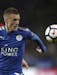 Leicester City's Jamie Vardy in action during the English Premier League soccer match against West Bromwich Albion at the King Power Stadium, Leiceste