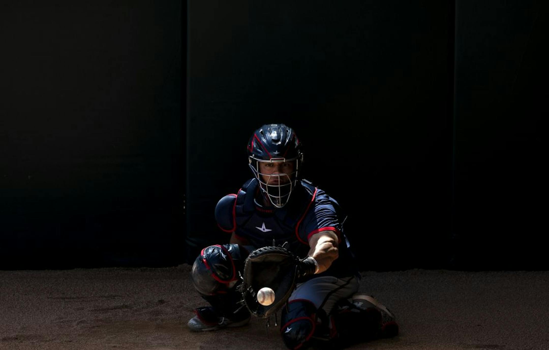 Minnesota Twins catcher Ben Rortvedt in the bullpen.