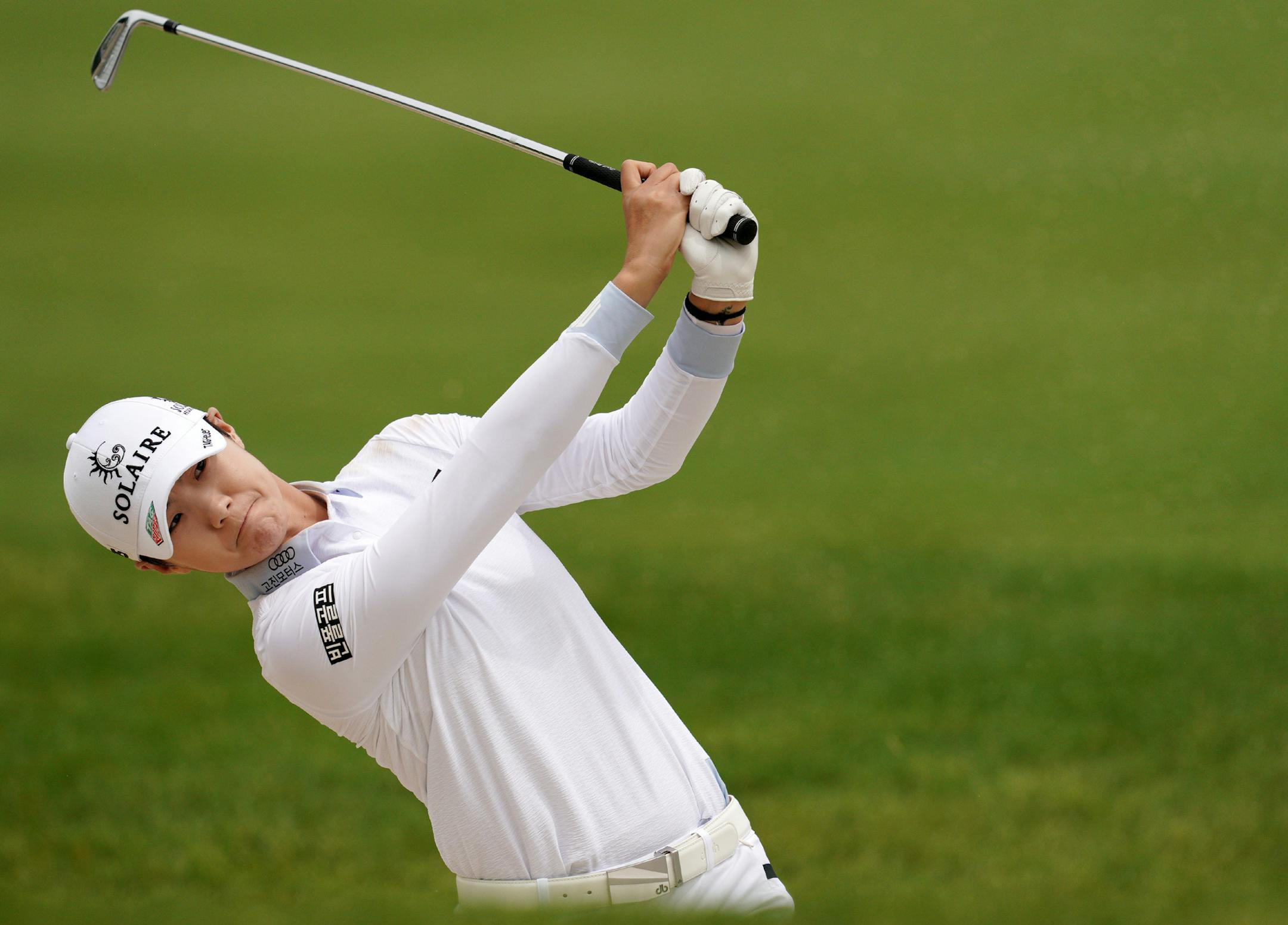 Sung Hyun Park hit out of a sand trap on the 4th hole. ] ANTHONY SOUFFLE &#x2022; anthony.souffle@startribune.com Golfers took part in the second day of competition play during the KPMG Women's PGA Championship Tournament Friday, June 21, 2019 at Hazeltine National Golf Club in Chaska, Minn.