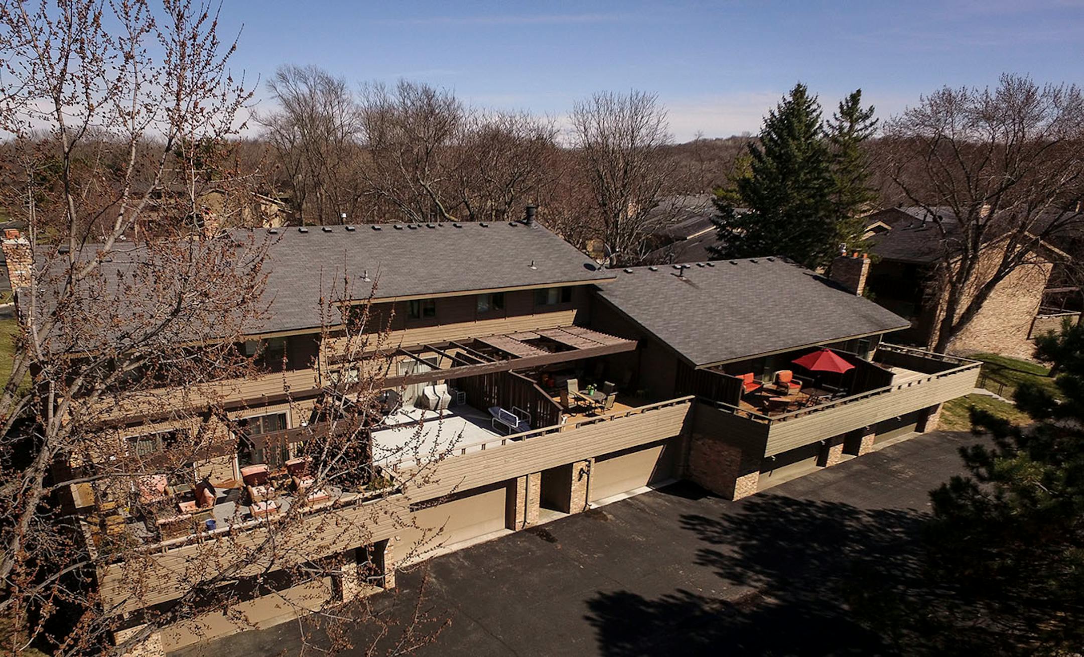 An aerial view of the townhomes in the Birnamwood neighborhood in Burnsville, designed by architect Michael McGuire.