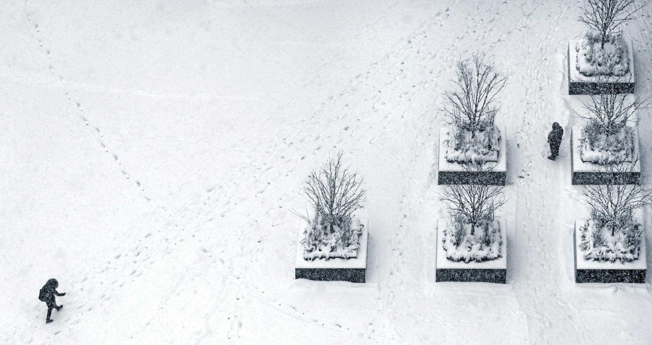 The plaza outside US Bank in downtown Minneapolis was a bit quiet o ver the ]lunch hour as the Twin Cities got buffeted with another blast of winter Wednesday night and Thursday. brian.peterson@startribune.com
Minneapolis, MN Thursday, February 7, 2019