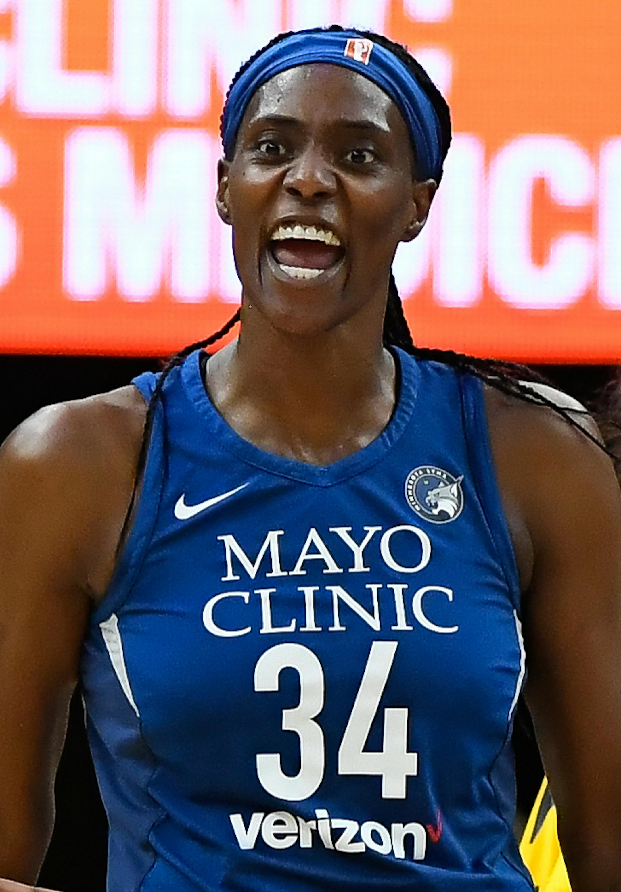 Minnesota Lynx forward Maya Moore (23), guard Danielle Robinson (3) and center Sylvia Fowles (34) celebrated a basket with an and-one opportunity scored by Fowles in the second quarter Thursday night. ] AARON LAVINSKY ï aaron.lavinsky@startribune.com The Minnesota Lynx played the Los Angeles Sparks on Thursday, July 5, 2018 at Target Center in Minneapolis, Minn.