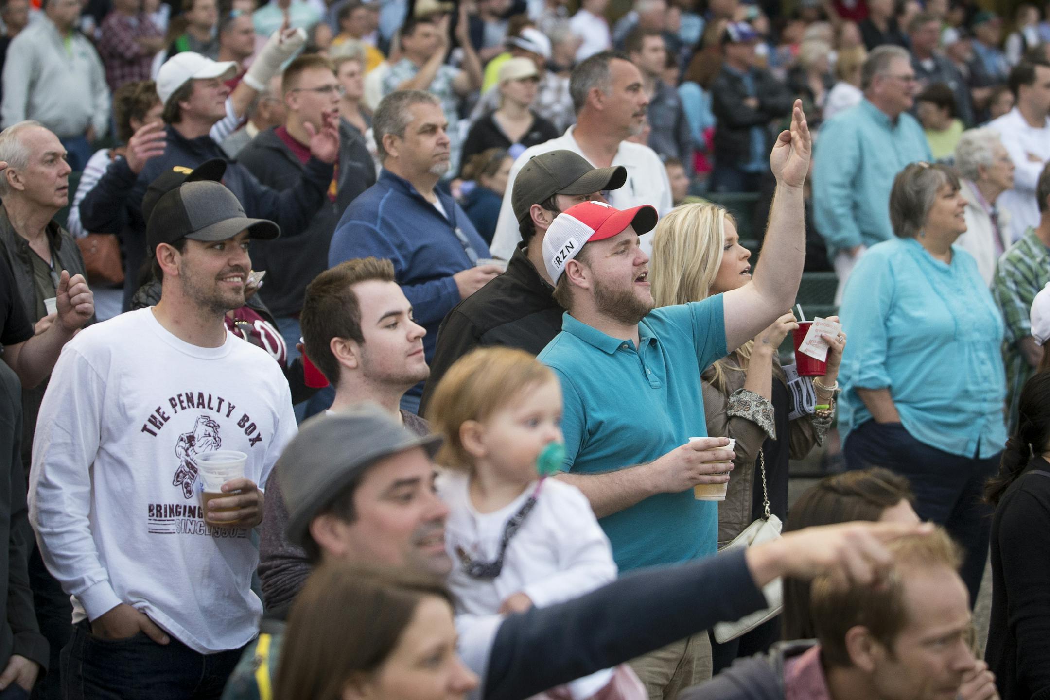 Fans watched the fourth race Friday night, some upset with the results. ] Aaron Lavinsky • aaron.lavinsky@startribune.com Horse racing season opened at Canterbury Downs in Shakopee on Friday, May 15, 2015.