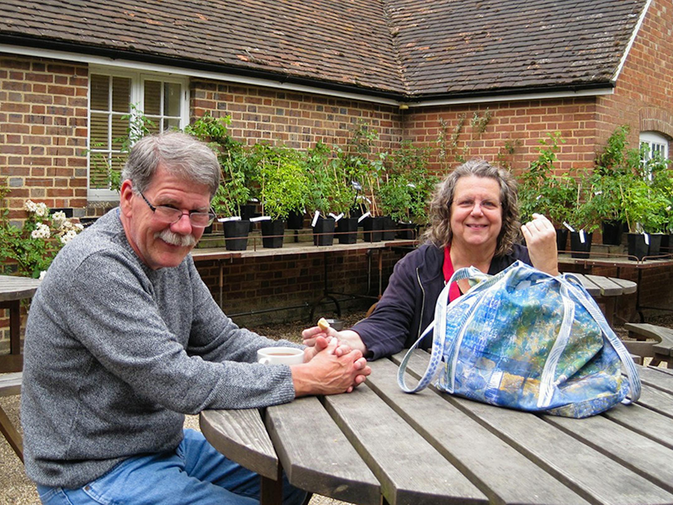 The author and her husband ourside Sissinghurst Castle and Gardens. Photo by Eleaner Loos