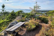 From Tip Toe Mountain on Vinalhaven Island, Maine, there’s a view of the Fox Islands, Penobscot Bay and the mountains of coastal Maine. 