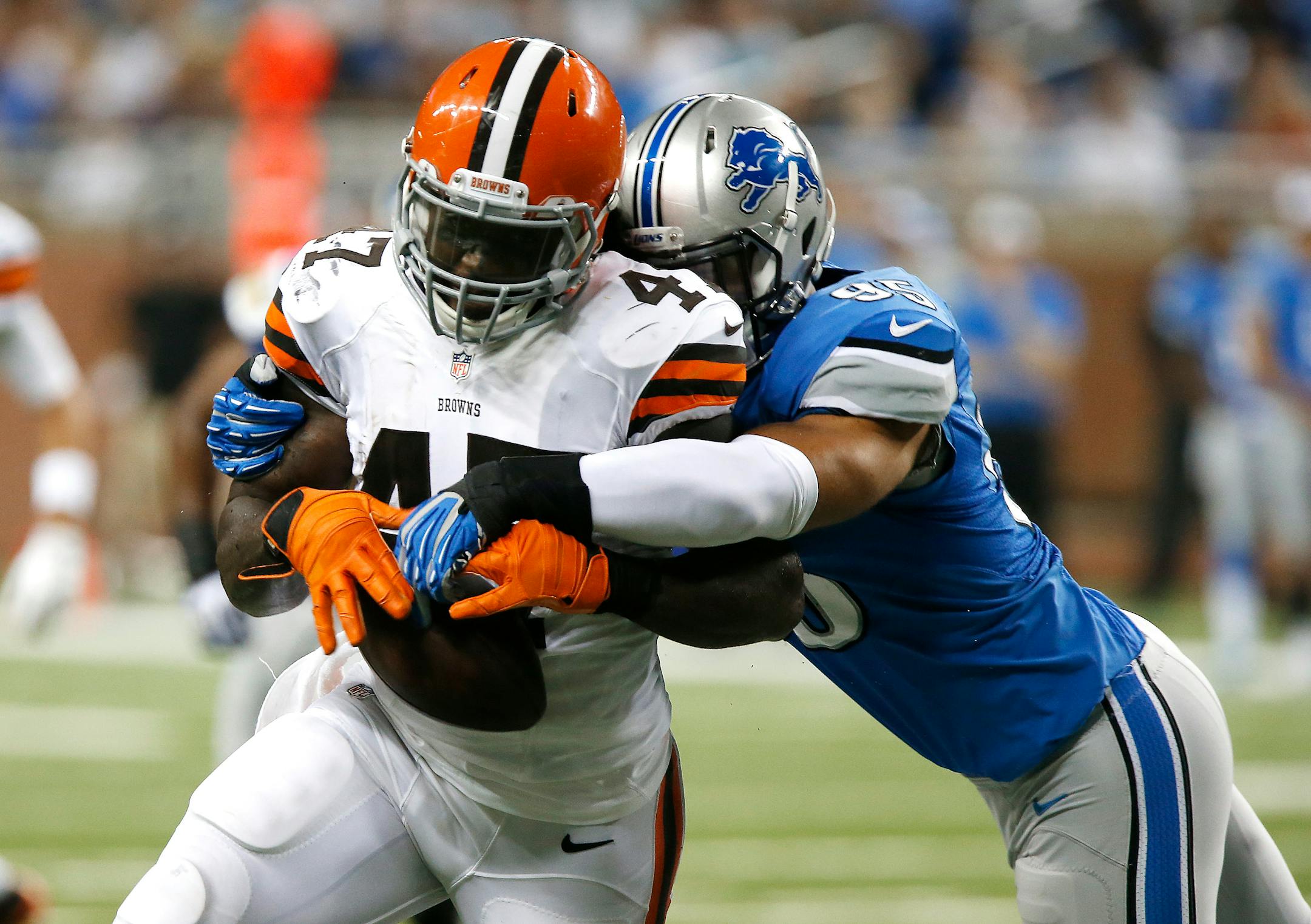 MarQueis Gray, front, spent the 2013 season with the Cleveland Browns. The former Gopher played in 12 games for Cleveland last year, lining up at both tight end and fullback. He had two catches for eight yards and six carries for 43 yards.