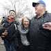 Patty Wetterling shared a laugh with Tim Thone, right, the man who bought the Annandale home that once belonged to Jacob Wetterling's killer and had i