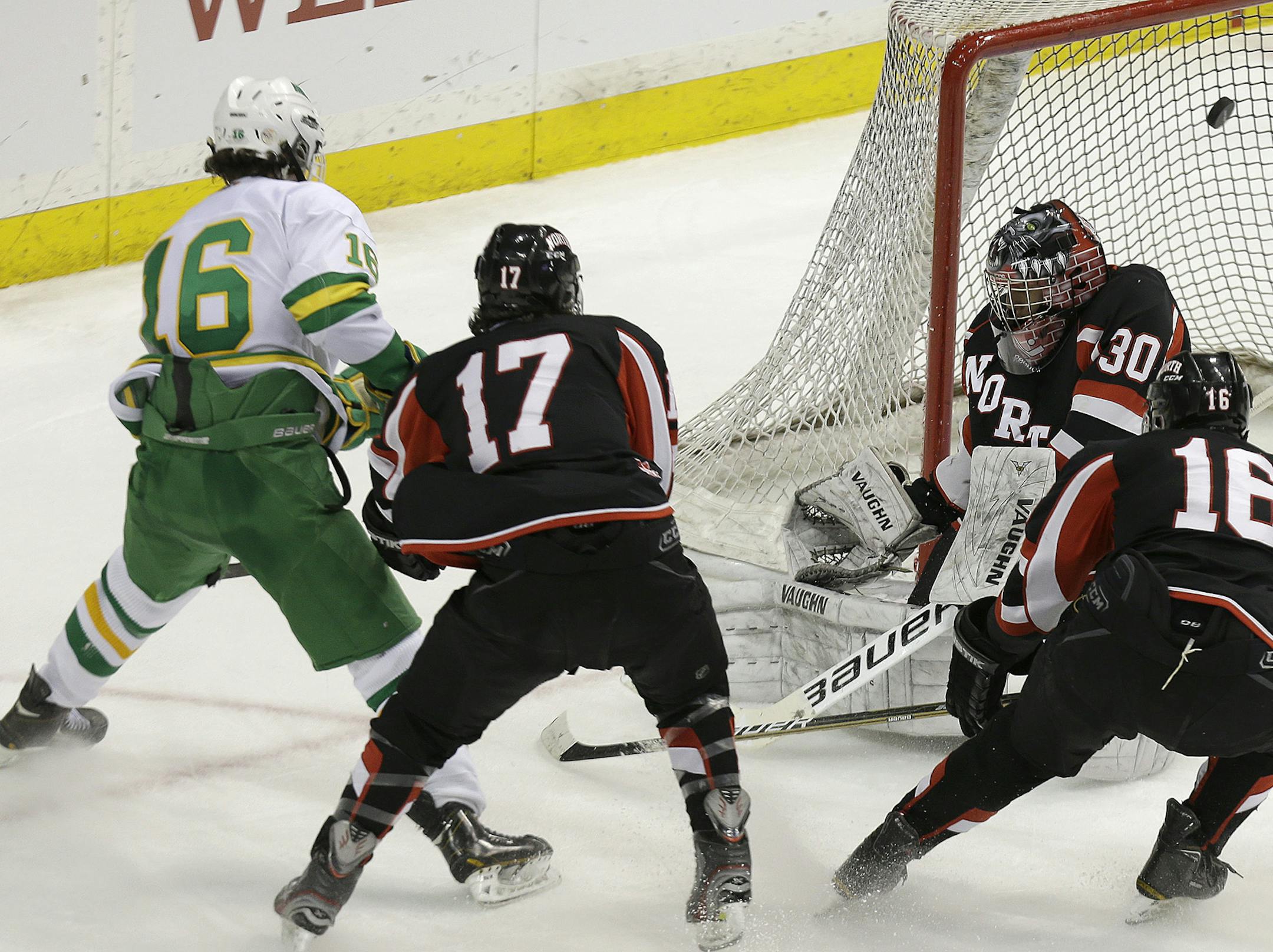 Edina's Connor Hurley made his second goal in the second period during the Class 2A boys' hockey state tournament quarterfinals at the Xcel Energy Center, Thursday, March 7, 2013 in St. Paul, MN.(ELIZABETH FLORES/STAR TRIBUNE) ELIZABETH FLORES • eflores@startribune.com