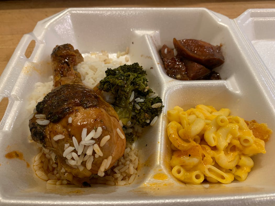 Chicken dinner from Mama Sheila's House of Soul in Minneapolis.