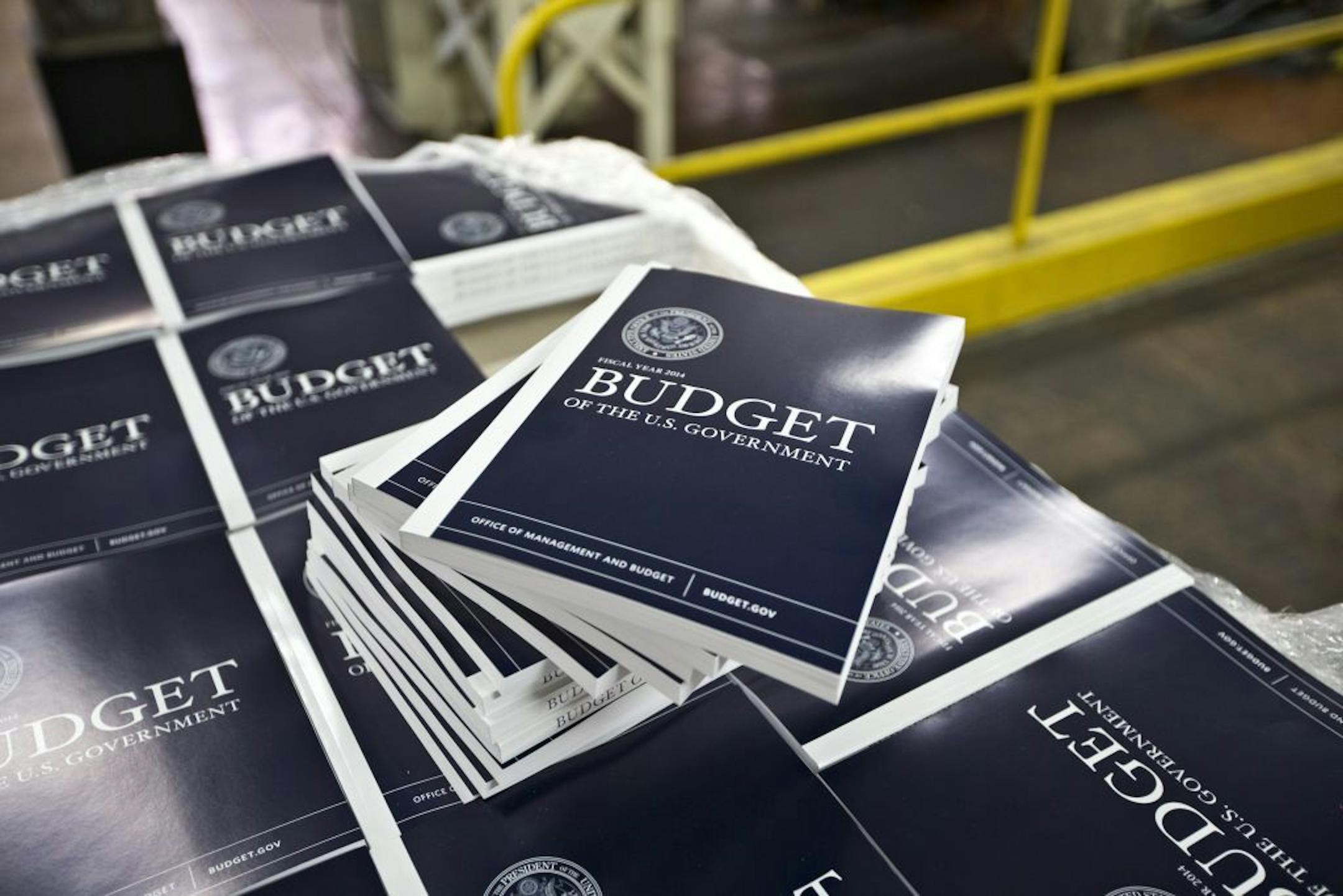 Copies of President Barack Obama's proposed budget plan for fiscal year 2014 are prepared for delivery at the U.S. Government Printing Office in Washington (April 8, 2013).