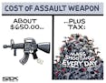 Sack cartoon: The true cost of an assault rifle