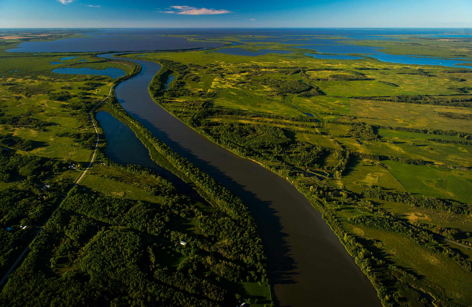 The Red River of the North empties into the Netley-Libau Marsh at the southern end of Lake Winnipeg in 2016.