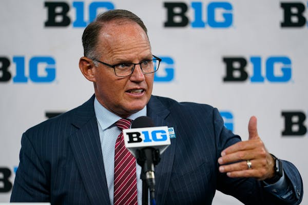 Indiana coach Tom Allen spoke to reporters during Big Ten Conference Media Days on Friday at Lucas Oil Stadium in Indianapolis.