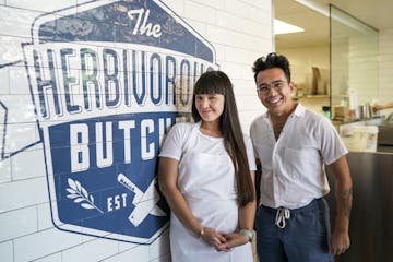 Herbivorous Butcher co-owners, and siblings, Aubry and Kale Walch in their Minneapolis store in 2019. 