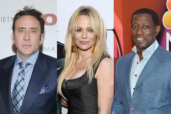 Stars who have gone broke include, from left, Nicolas Cage, Pamela Anderson and Wesley Snipes.