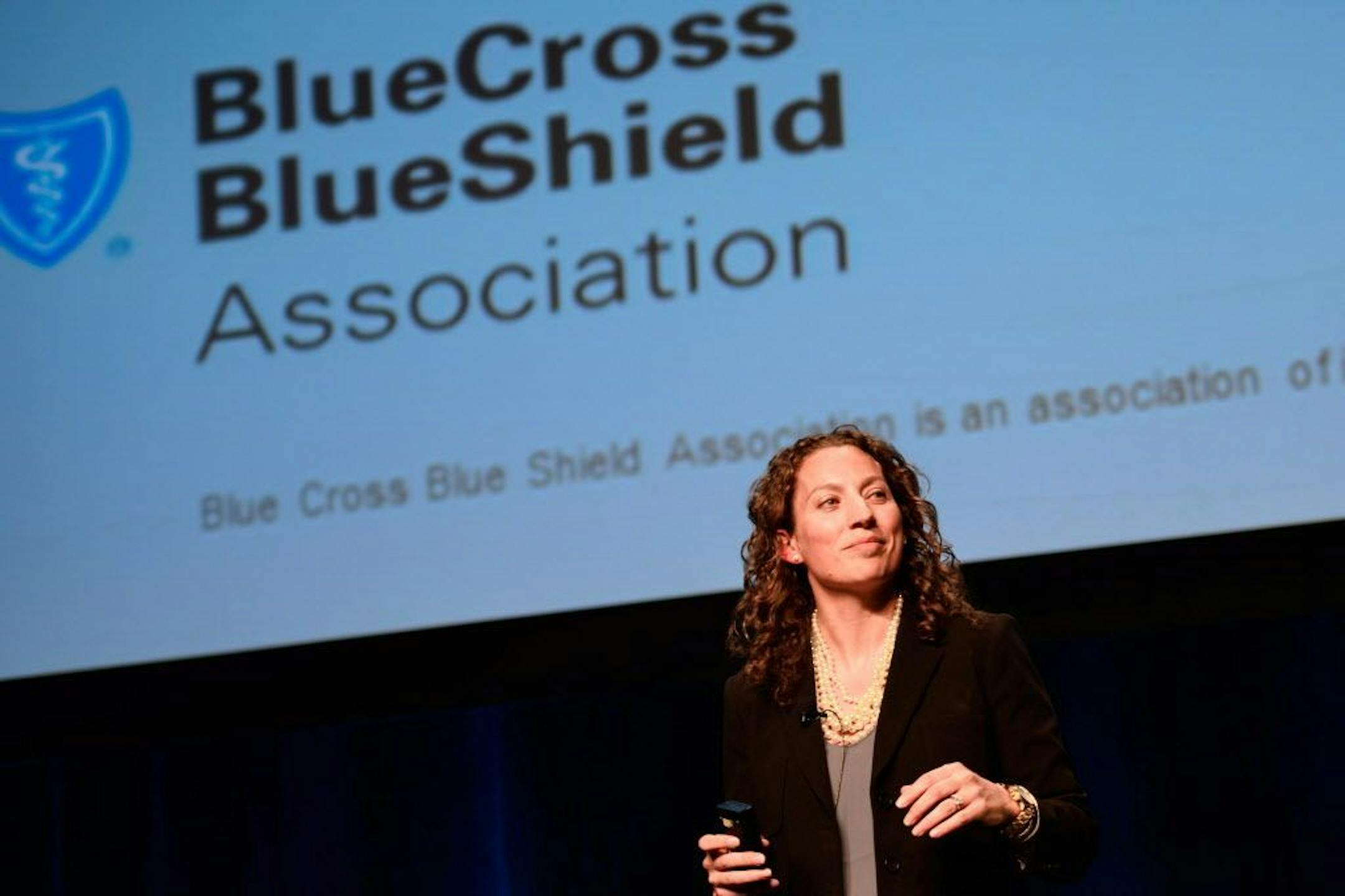 FILE -- Blue Cross Blue Shield Suzanne Belinson spoke at LifeScience Alley's one-day conference in the Minneapolis convention center.