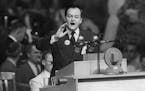 MILLENIUM TIMELINE PHOTOS FROM FILES: -- Minneapolis Mayor Hubert H. Humphrey addresses the Democratic National Convention in Philadelphia in July 194