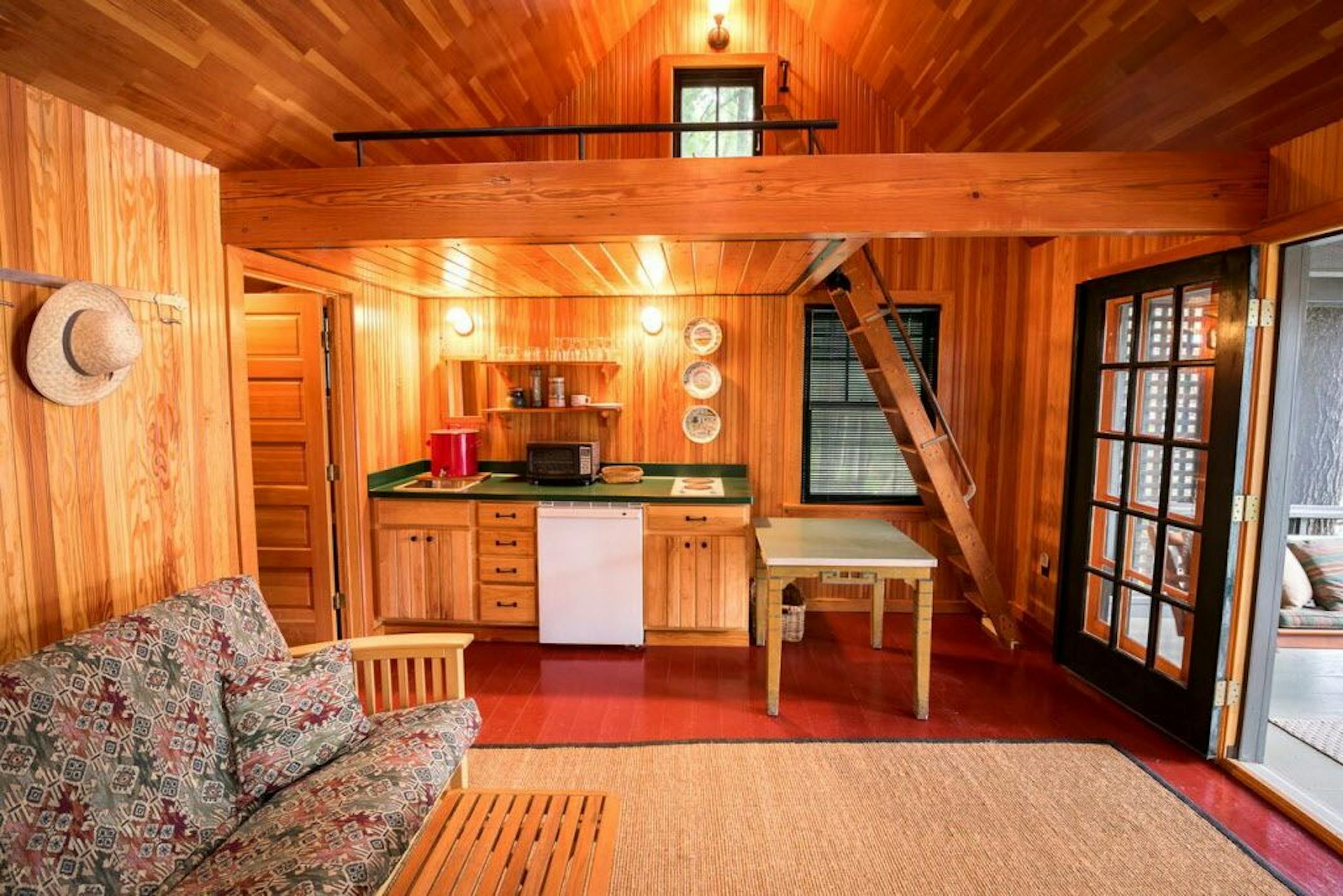 A third cabin was gutted and transformed into the "boathouse"