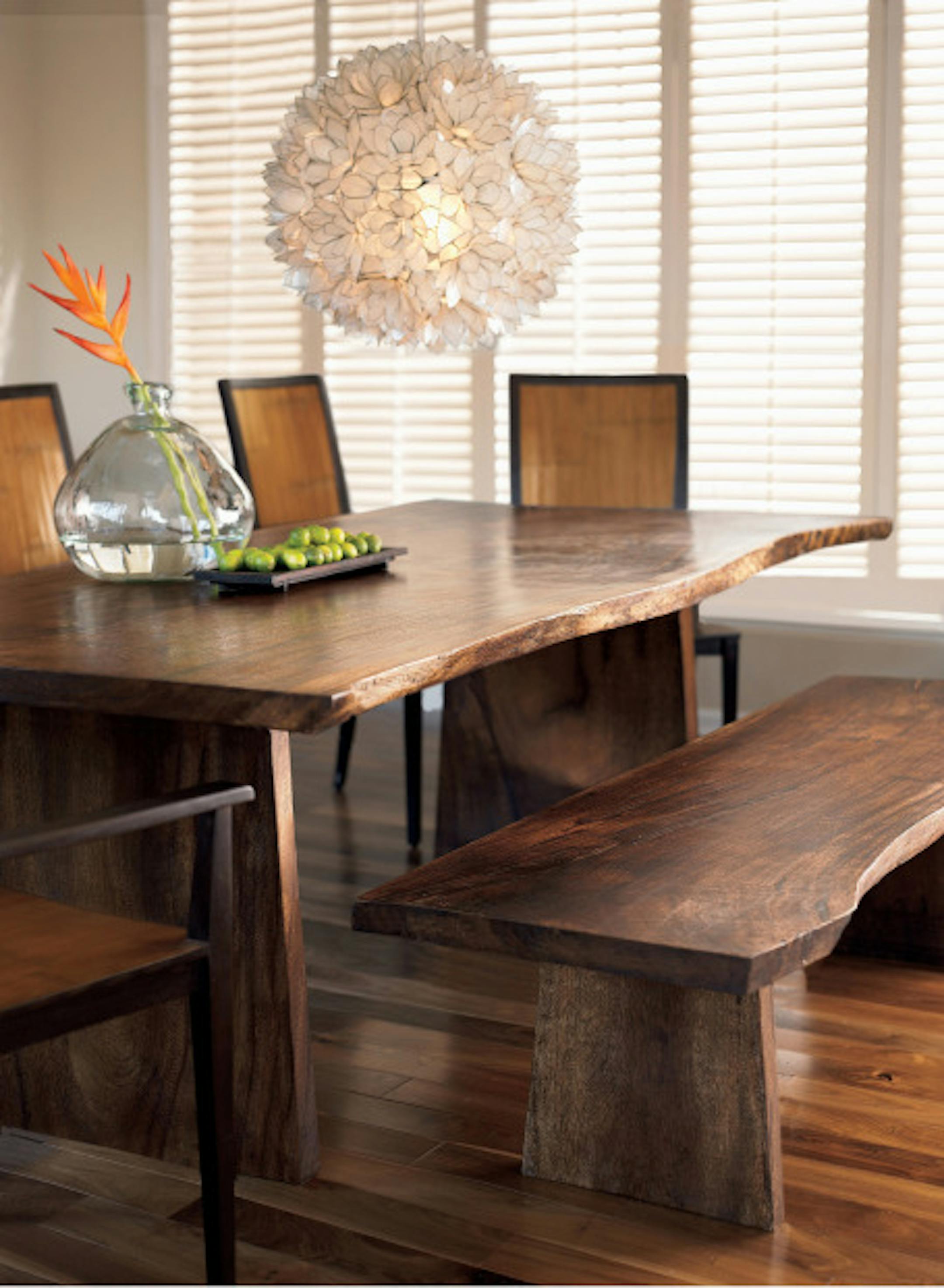 The Lotus Flower chandelier ($285-$569) is made from Capiz shells. (Courtesy Vivaterra)