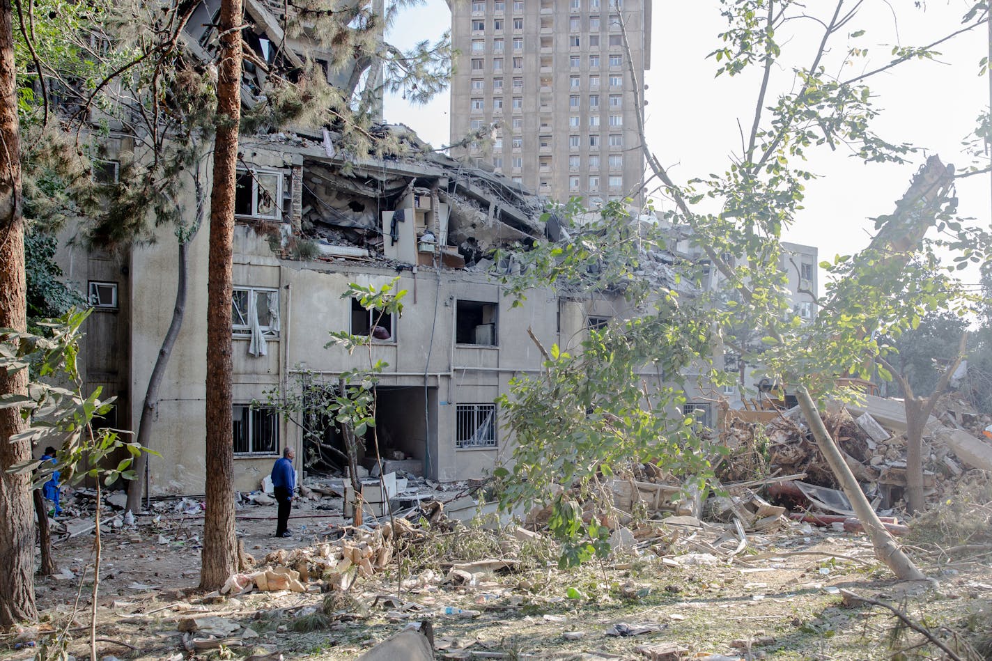 A building damaged in Israeli strikes in Tehran, Iran, on June 13. Israel said it had damaged a key nuclear facility, and Iran said several military commanders were killed.