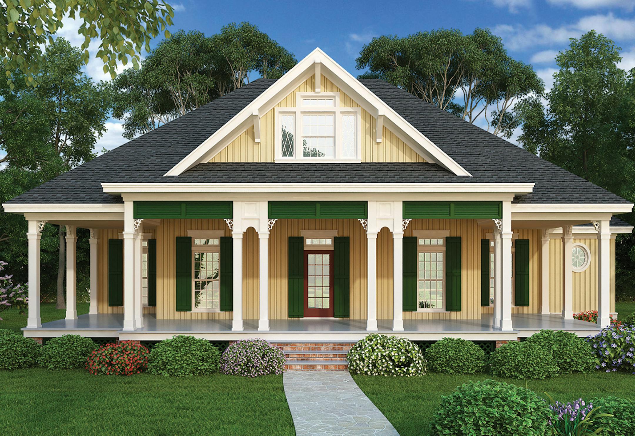 This cottage design has sleek curb appeal.