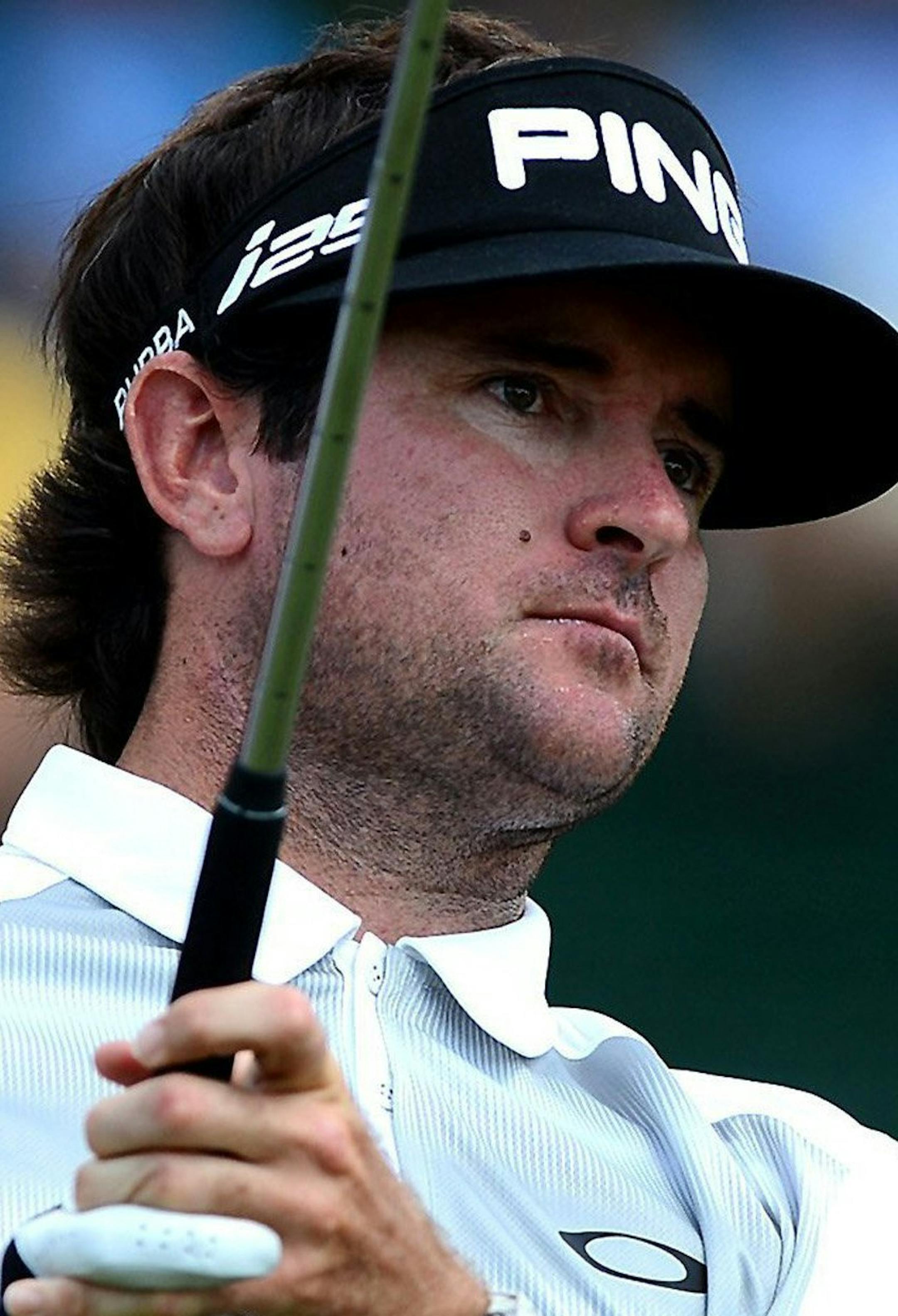 Bubba Watson watches his drive from the 13th tee box during a practice round for the U.S. Open on Wednesday, June 11, 2014, in Pinehurst, N.C. (Jeff Siner/Charlotte Observer/MCT)