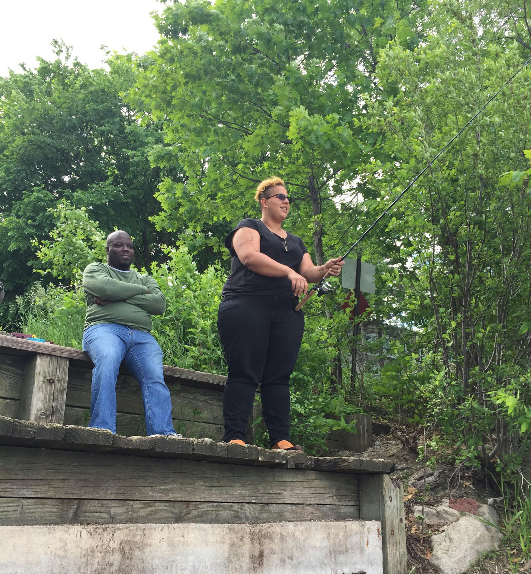 Alabama Shakes' Brittney Howard fishing at Cedar Lake