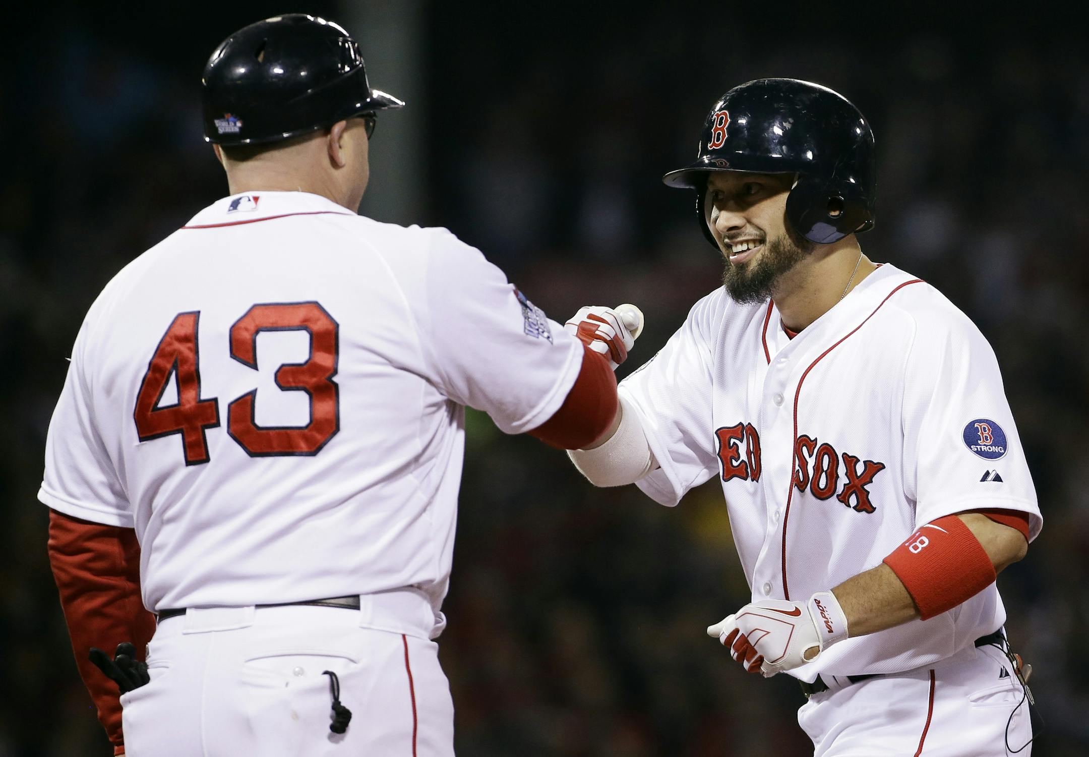 Game 6 hero: Shane Victorino deserved congratulations after knocking in three runs in the third inning Wednesday night.