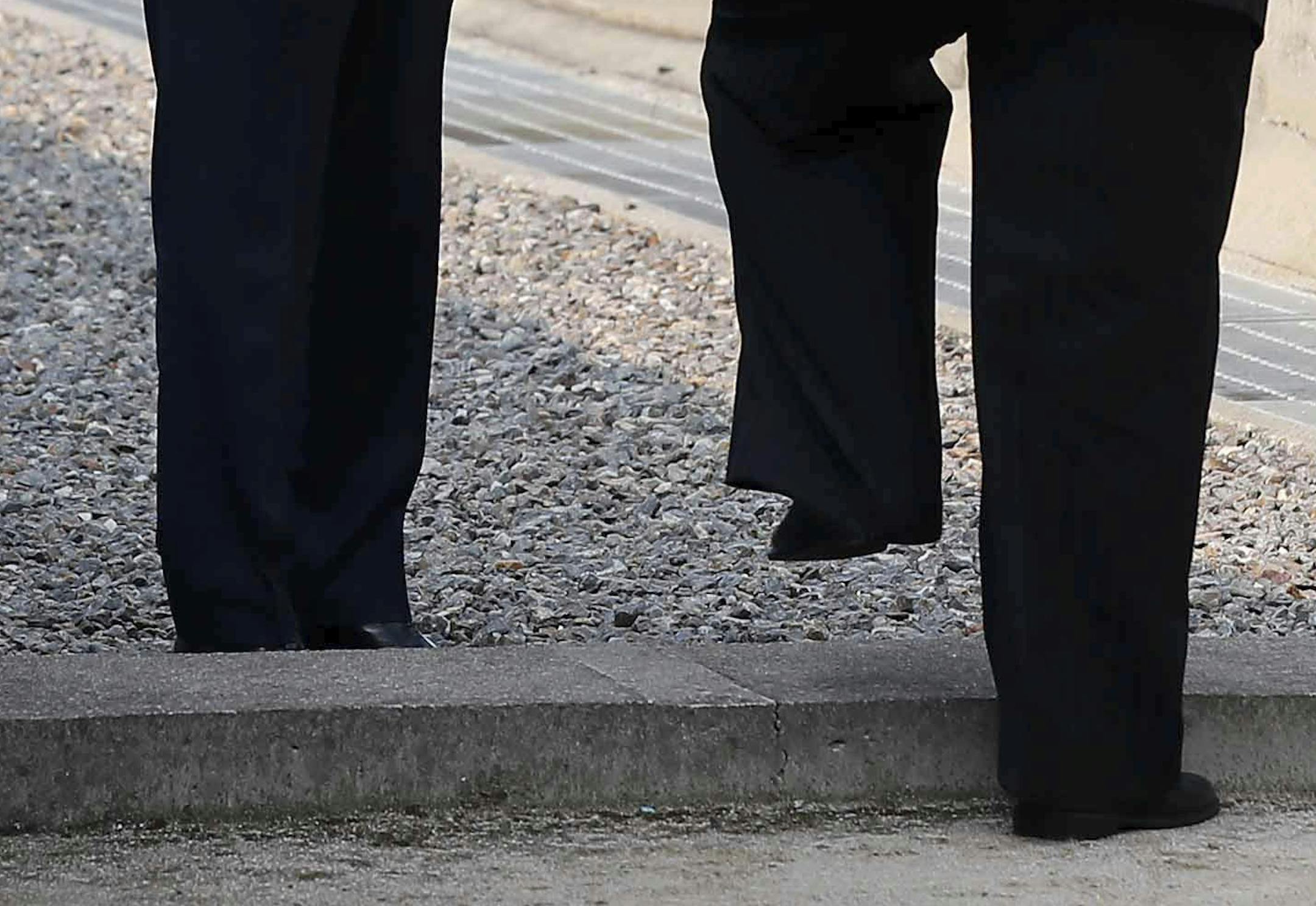 North Korean leader Kim Jong Un crosses the military demarcation line to meet with South Korean President Moon Jae-in at the border village of Panmunjom in the Demilitarized Zone Friday, April 27, 2018. Kim made history Friday by crossing over the world's most heavily armed border to greet his rival, Moon, for talks on North Korea's nuclear weapons. (Korea Summit Press Pool via AP)