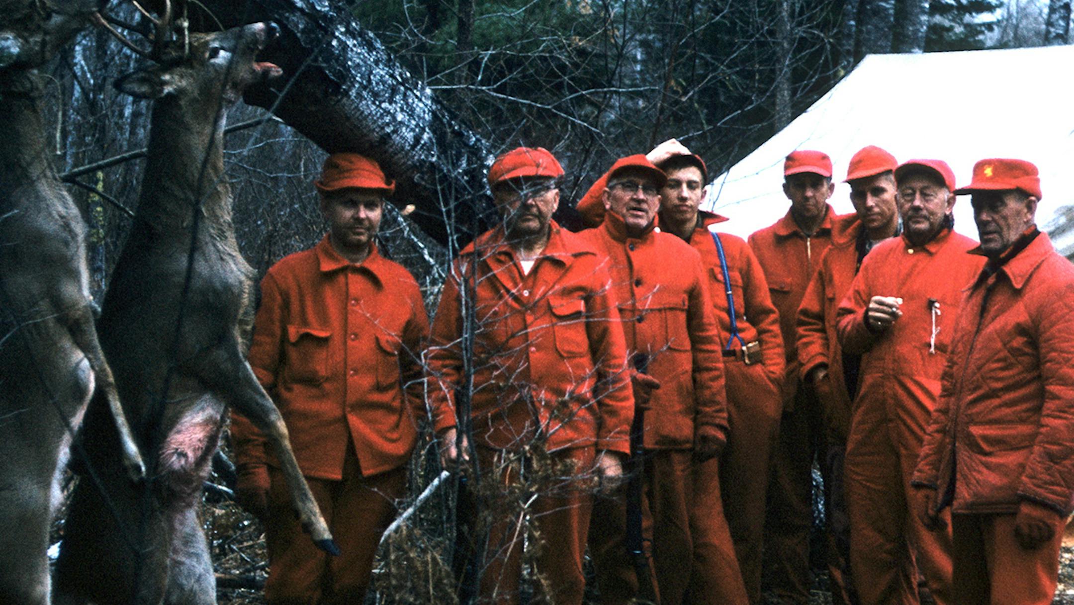 THE OLD DAYS Craig Engwall's dad, Richard, (far left) and grandpa, Lambert, (next to him) and other members of the deer camp in 1959. The group camped in a canvas tent until the Engwall's bought land and a cabin at Dora Lake. Photo courtsey Craig Engwall