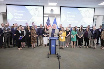 Governor Tim Walz joined state officials, legislators, business leaders and activists to release Minnesota’s new climate action plan on Friday, Sept